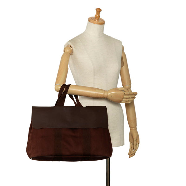 エルメス ヴァルパライソMM ハンドバッグ ブラウン トワルシェブロン キャンバス レディース HERMES 【中古】