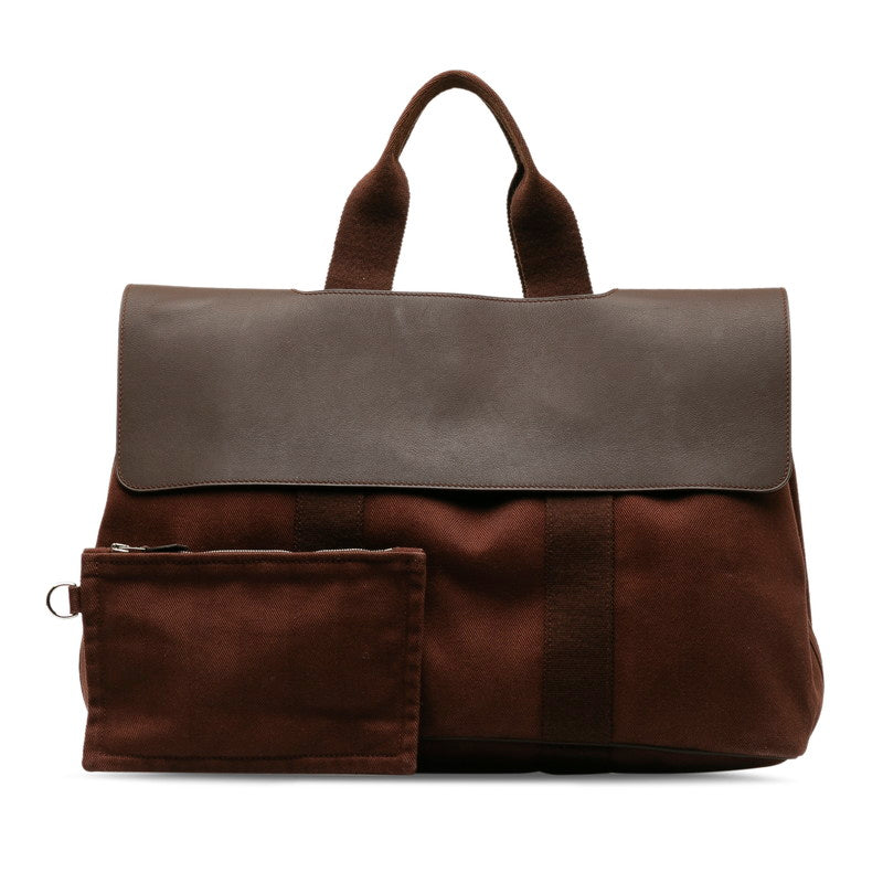 エルメス ヴァルパライソMM ハンドバッグ ブラウン トワルシェブロン キャンバス レディース HERMES 【中古】