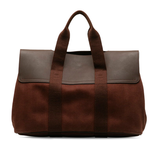 エルメス ヴァルパライソMM ハンドバッグ ブラウン トワルシェブロン キャンバス レディース HERMES 【中古】