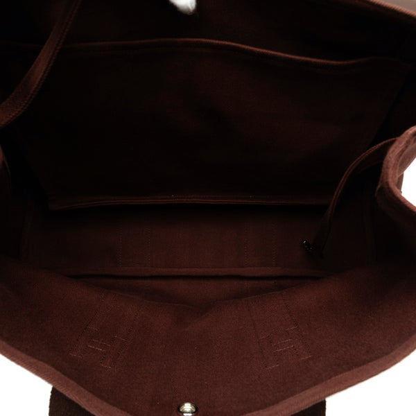 エルメス ヴァルパライソMM ハンドバッグ ブラウン トワルシェブロン キャンバス レディース HERMES 【中古】