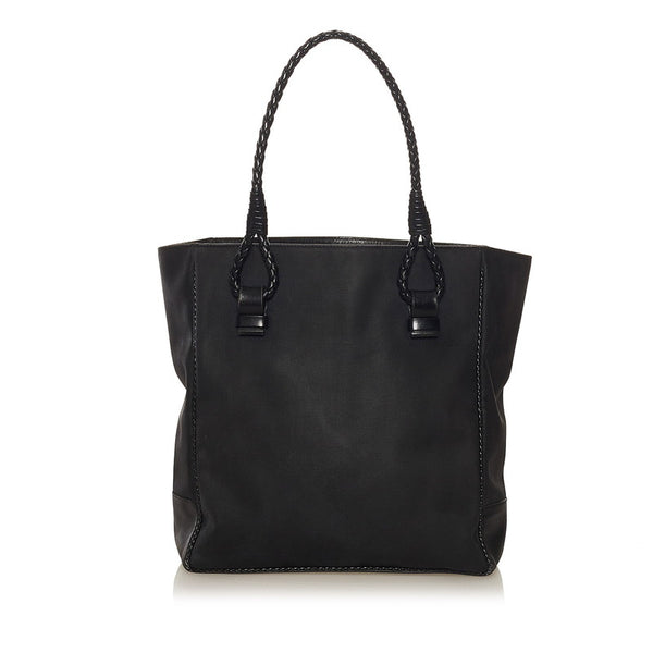 ボッテガヴェネタ イントレチャート ハンドバッグ ブラック ナイロン レザー レディース BOTTEGAVENETA 【中古】