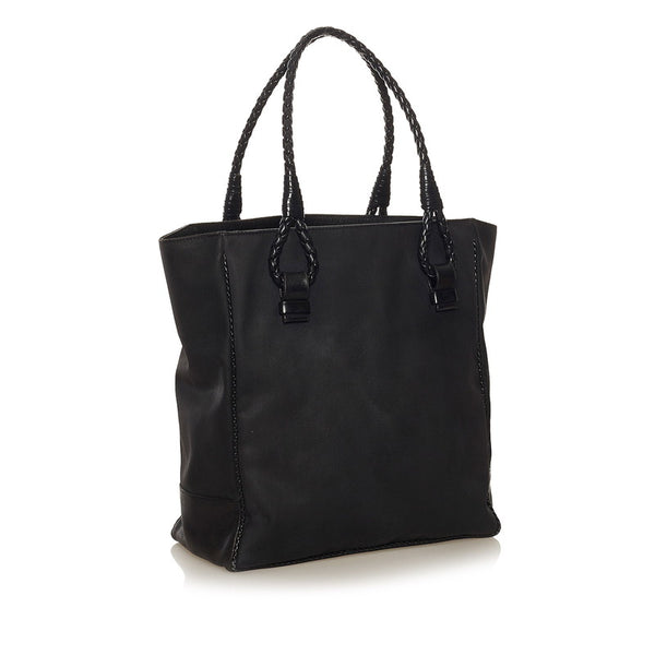 ボッテガヴェネタ イントレチャート ハンドバッグ ブラック ナイロン レザー レディース BOTTEGAVENETA 【中古】