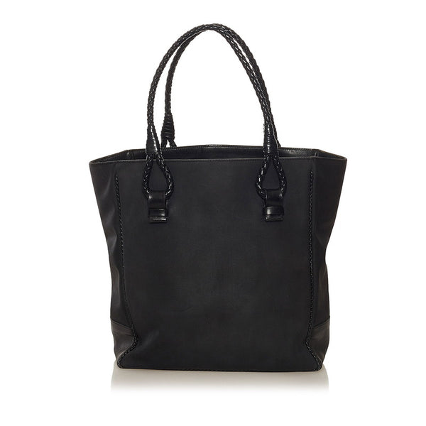 ボッテガヴェネタ イントレチャート ハンドバッグ ブラック ナイロン レザー レディース BOTTEGAVENETA 【中古】