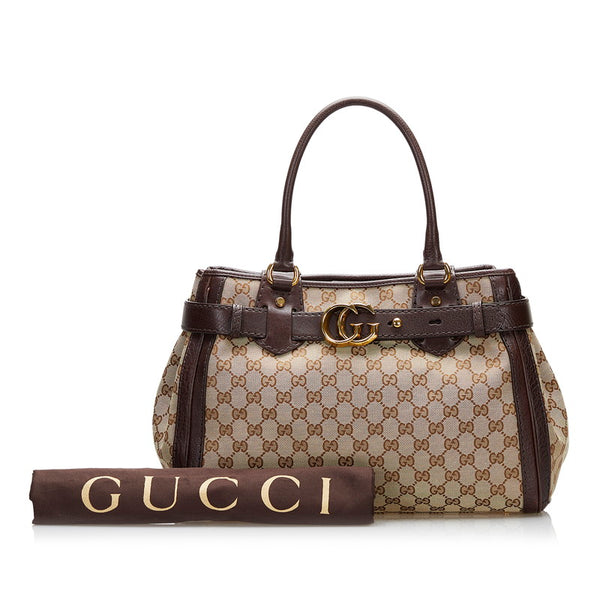 グッチ GGキャンバス ハンドバッグ 247183 ベージュ ブラウン キャンバス レザー レディース GUCCI 【中古】