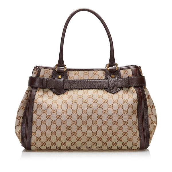 グッチ GGキャンバス ハンドバッグ 247183 ベージュ ブラウン キャンバス レザー レディース GUCCI 【中古】