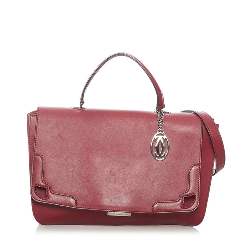 カルティエ マスト ハンドバッグ ショルダーバッグ2way ボルドー レザー レディース CARTIER 【中古】