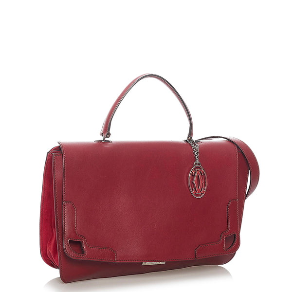 カルティエ マスト ハンドバッグ ショルダーバッグ2way ボルドー レザー レディース CARTIER 【中古】