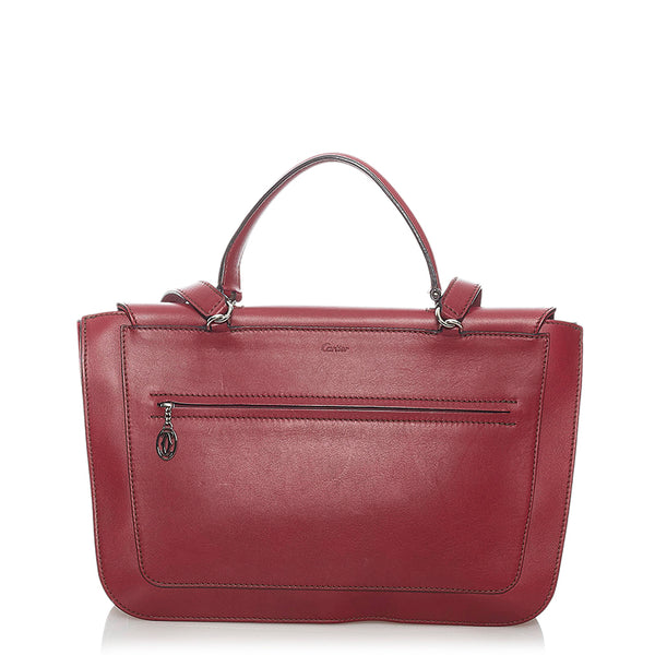 カルティエ マスト ハンドバッグ ショルダーバッグ2way ボルドー レザー レディース CARTIER 【中古】
