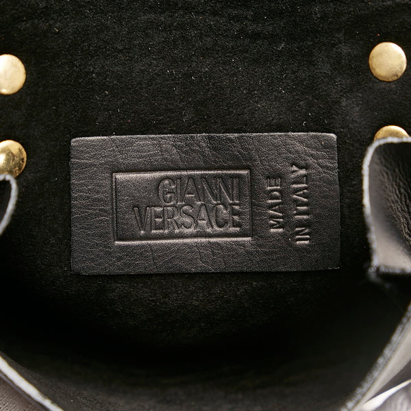 ジャンニ ヴェルサーチ メデューサ サンバースト ポーチ ベルトバッグ ブラック レザー レディース Gianni Versace 【中古】