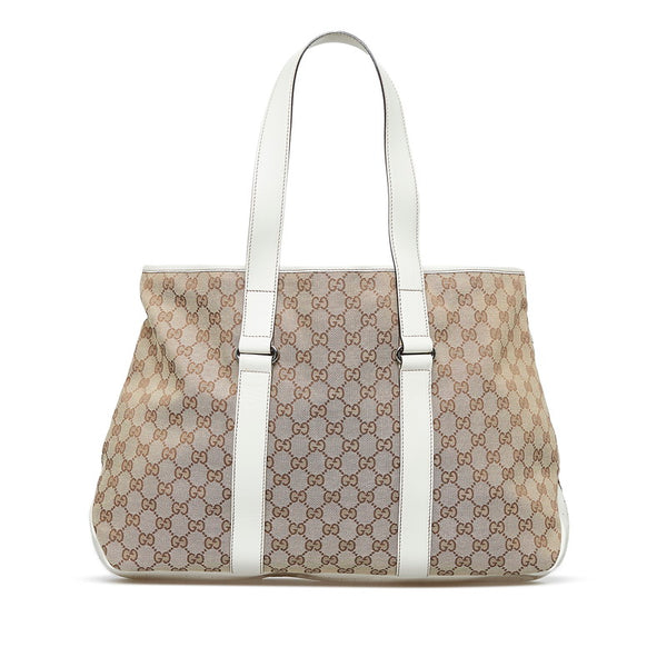 グッチ GGキャンバス トートバッグ ショルダーバッグ 153233 ベージュ ホワイト キャンバス レザー レディース GUCCI 【中古】