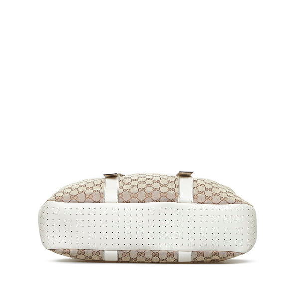 グッチ GGキャンバス トートバッグ ショルダーバッグ 153233 ベージュ ホワイト キャンバス レザー レディース GUCCI 【中古】