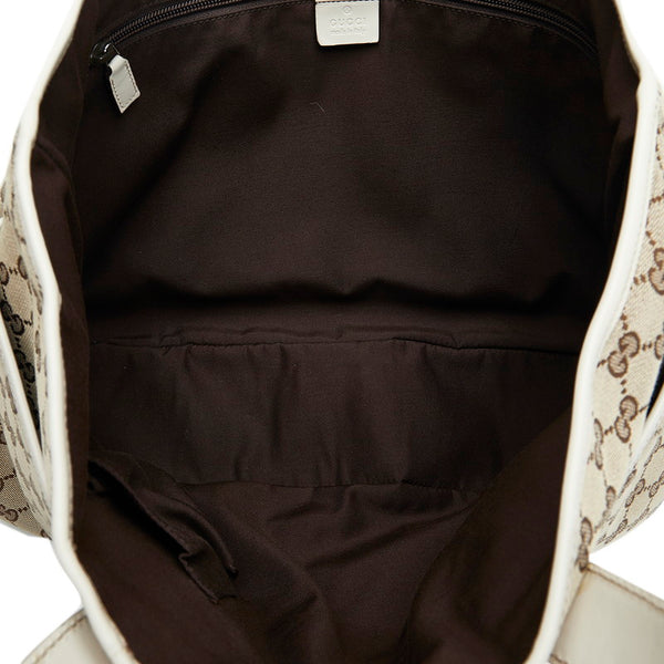 グッチ GGキャンバス トートバッグ ショルダーバッグ 153233 ベージュ ホワイト キャンバス レザー レディース GUCCI 【中古】