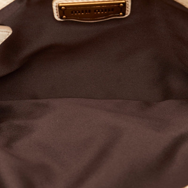 ミュウミュウ スタッズ ホワイト レザー ショルダーバッグ レディース MIUMIU 【中古】