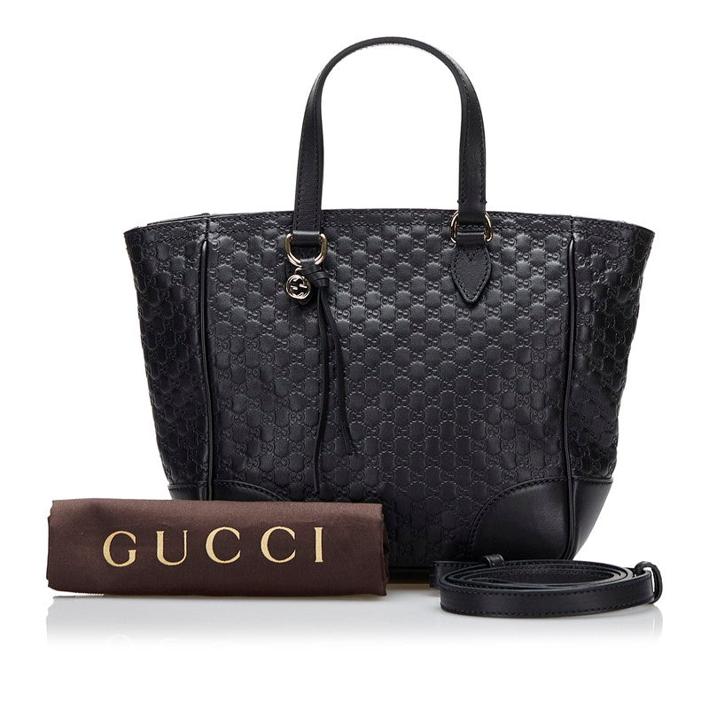 グッチ マイクロシマ ハンドバッグ ショルダーバッグ 2WAY 449241 ブラック レザー レディース GUCCI 【中古】