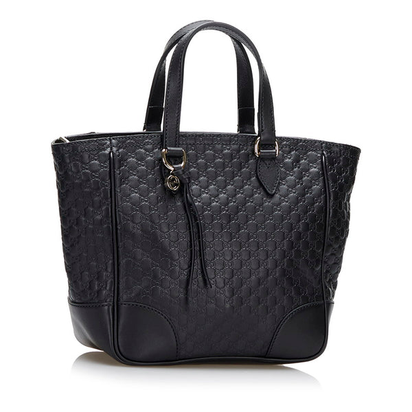 グッチ マイクロシマ ハンドバッグ ショルダーバッグ 2WAY 449241 ブラック レザー レディース GUCCI 【中古】