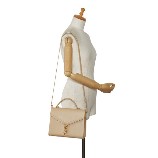 サンローラン カサンドラ トップハンドルバッグ YSLロゴ金具 ハンドバッグ ショルダーバッグ 2WAY 623937 ベージュ カーフスキン レディース SAINT LAURENT 【中古】