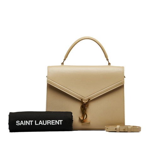 サンローラン カサンドラ トップハンドルバッグ YSLロゴ金具 ハンドバッグ ショルダーバッグ 2WAY 623937 ベージュ カーフスキン レディース SAINT LAURENT 【中古】