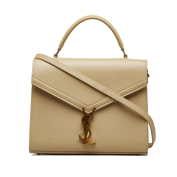サンローラン カサンドラ トップハンドルバッグ YSLロゴ金具 ハンドバッグ ショルダーバッグ 2WAY 623937 ベージュ カーフスキン レディース SAINT LAURENT 【中古】