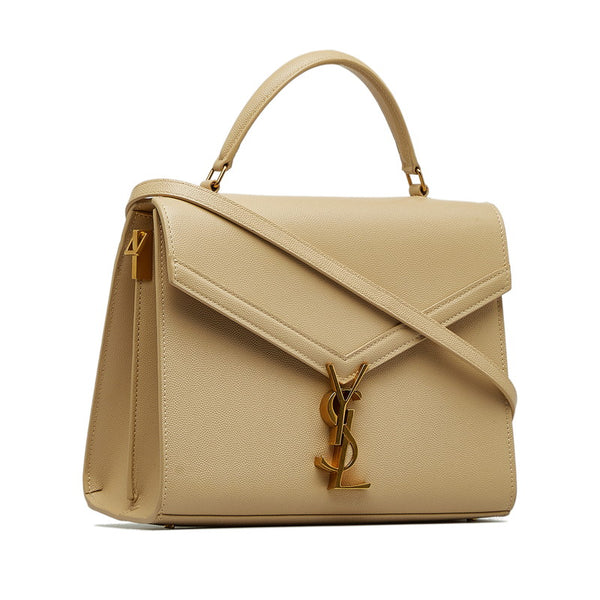 サンローラン カサンドラ トップハンドルバッグ YSLロゴ金具 ハンドバッグ ショルダーバッグ 2WAY 623937 ベージュ カーフスキン レディース SAINT LAURENT 【中古】