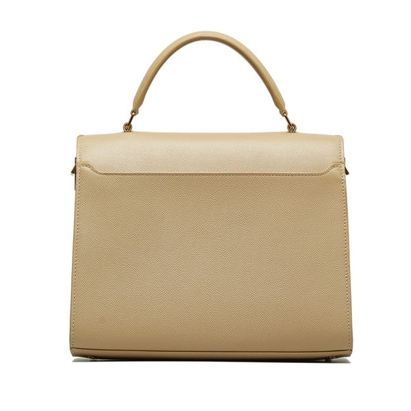 サンローラン カサンドラ トップハンドルバッグ YSLロゴ金具 ハンドバッグ ショルダーバッグ 2WAY 623937 ベージュ カーフスキン レディース SAINT LAURENT 【中古】