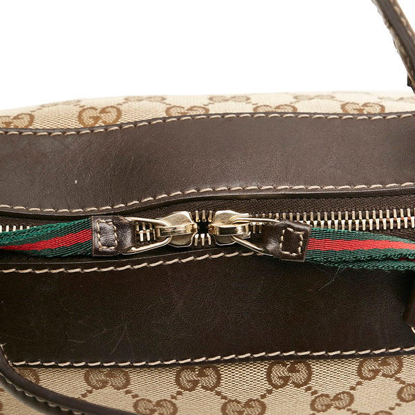 グッチ GGキャンバス シェリー ハンドバッグ 269894 ベージュ ダークブラウン キャンバス レザー レディース GUCCI 【中古】