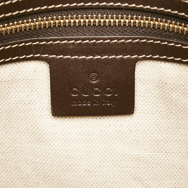 グッチ GGキャンバス シェリー ハンドバッグ 269894 ベージュ ダークブラウン キャンバス レザー レディース GUCCI 【中古】