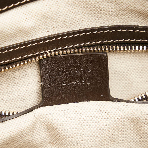 グッチ GGキャンバス シェリー ハンドバッグ 269894 ベージュ ダークブラウン キャンバス レザー レディース GUCCI 【中古】