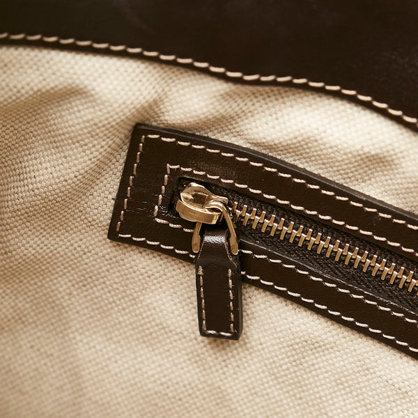 グッチ GGキャンバス シェリー ハンドバッグ 269894 ベージュ ダークブラウン キャンバス レザー レディース GUCCI 【中古】