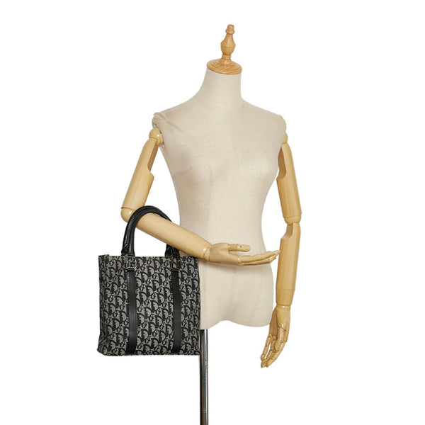ディオール トロッター ハンドバッグ ブラック キャンバス レザー レディース Dior 【中古】