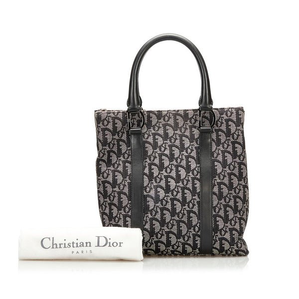 ディオール トロッター ハンドバッグ ブラック キャンバス レザー レディース Dior 【中古】