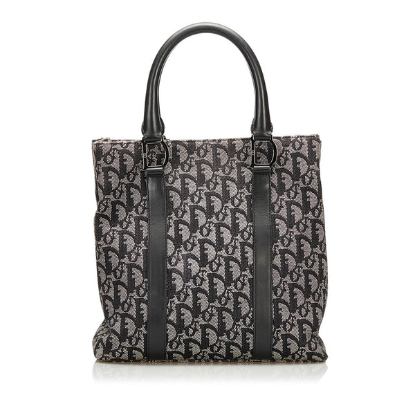 ディオール トロッター ハンドバッグ ブラック キャンバス レザー レディース Dior 【中古】