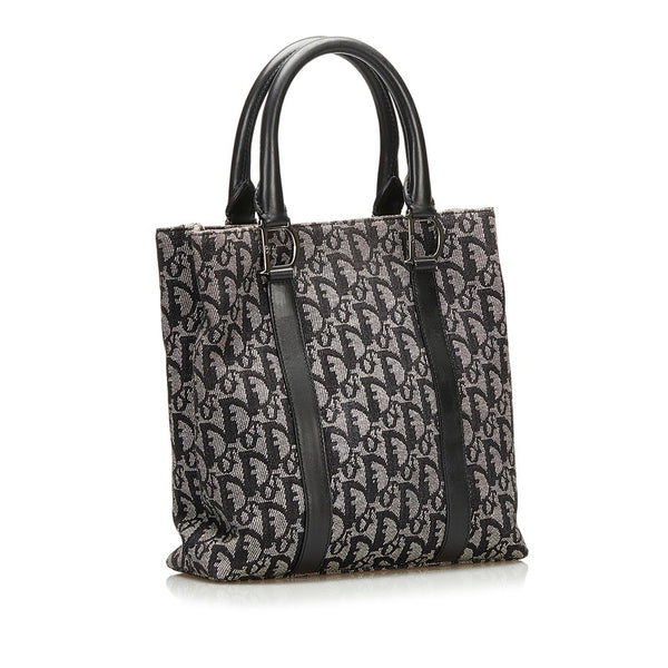 ディオール トロッター ハンドバッグ ブラック キャンバス レザー レディース Dior 【中古】