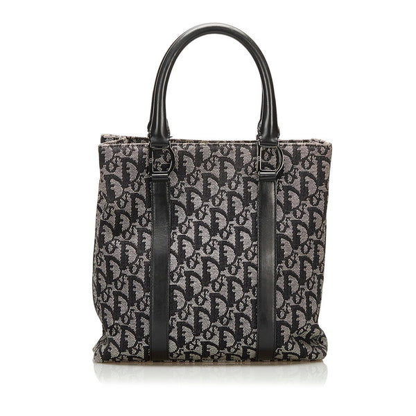ディオール トロッター ハンドバッグ ブラック キャンバス レザー レディース Dior 【中古】