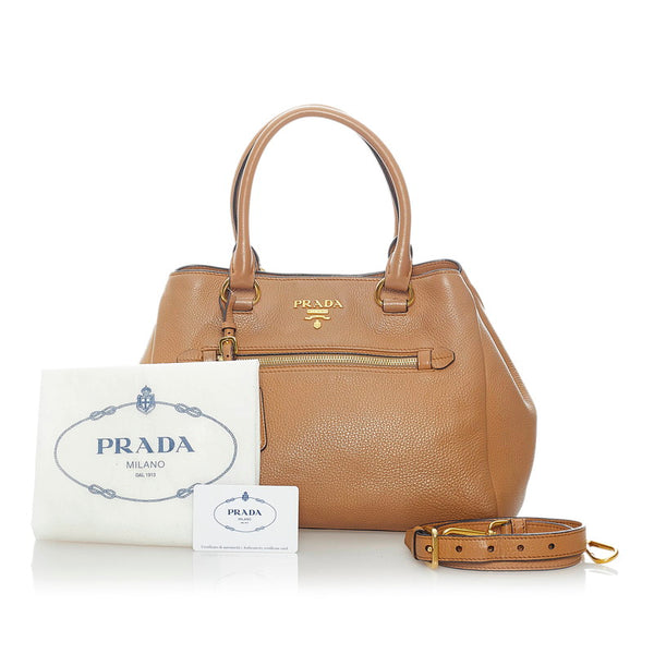 プラダ ハンドバッグ 斜め掛け ショルダーバッグ 2WAY 1BG044 ブラウン ゴールド レザー レディース PRADA 【中古】