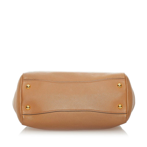 プラダ ハンドバッグ 斜め掛け ショルダーバッグ 2WAY 1BG044 ブラウン ゴールド レザー レディース PRADA 【中古】