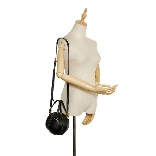 グッチ バスケットボールシェイプ ショルダーバッグ ハンドバッグ 2WAY 547855 ブラック レザー レディース GUCCI 【中古】