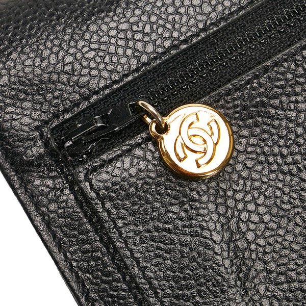 シャネル ココマーク チェーン ショルダーバッグ  ウォレット ブラック キャビアスキン レディース CHANEL 【中古】