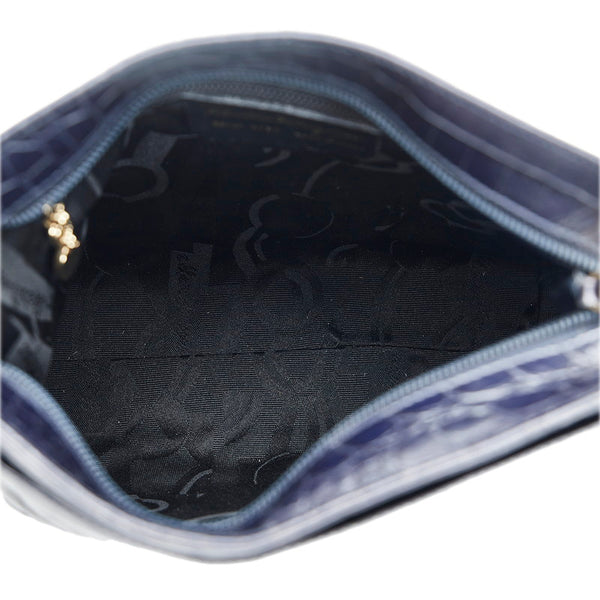 サルヴァトーレフェラガモ ヴァラリボン クロコ型押し ショルダーバッグ AF-21 8726 ネイビー レザー レディース Salvatore Ferragamo 【中古】