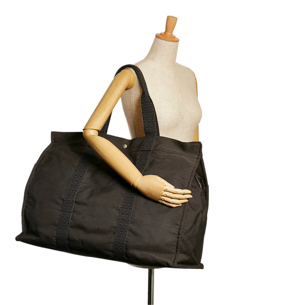 エルメス エールライン TGM トートバッグ ボストンバッグ トラベルバッグ 旅行バッグ  グレー キャンバス レディース HERMES 【中古】