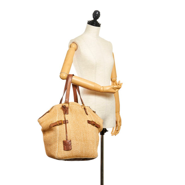 サンローラン かごバッグ トートバッグ ベージュ ラフィア レザー レディース SAINT LAURENT 【中古】