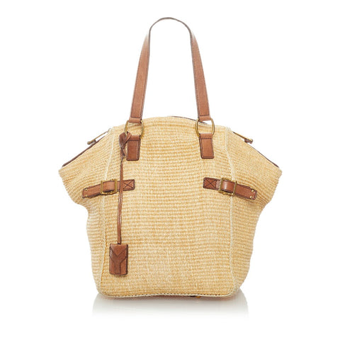 サンローラン かごバッグ トートバッグ ベージュ ラフィア レザー レディース SAINT LAURENT 【中古】