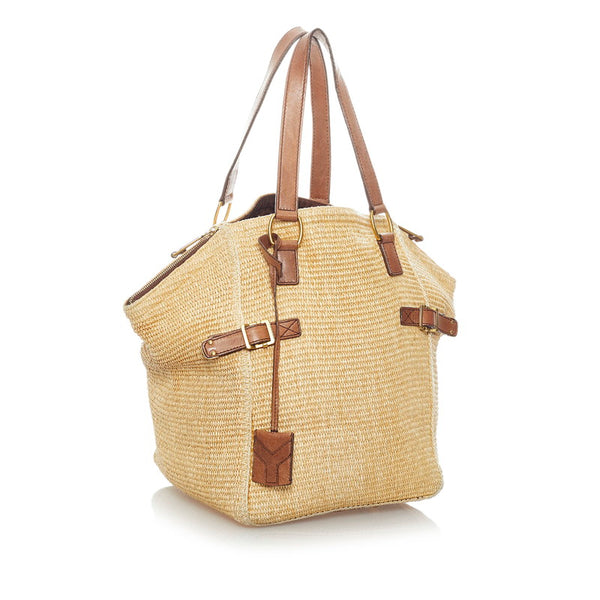 サンローラン かごバッグ トートバッグ ベージュ ラフィア レザー レディース SAINT LAURENT 【中古】