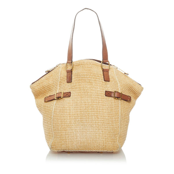 サンローラン かごバッグ トートバッグ ベージュ ラフィア レザー レディース SAINT LAURENT 【中古】