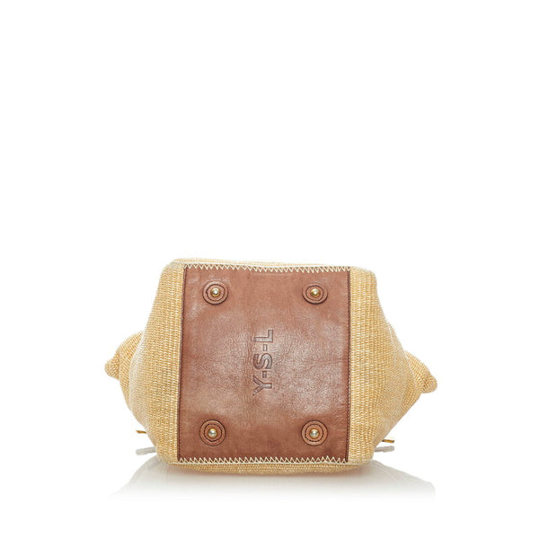 サンローラン かごバッグ トートバッグ ベージュ ラフィア レザー レディース SAINT LAURENT 【中古】