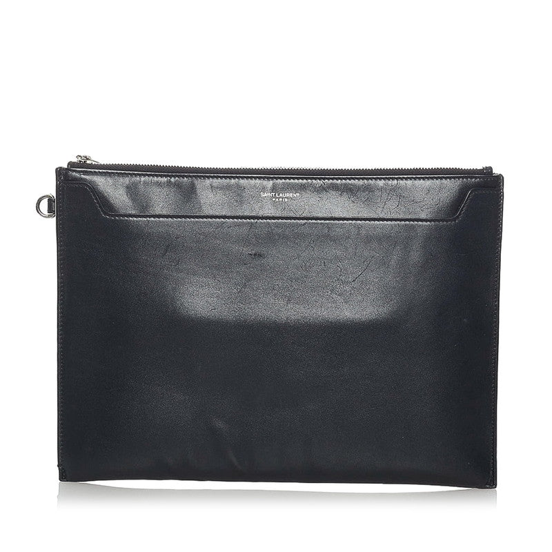 サンローラン ブラック レザー クラッチバッグ メンズ SAINT LAURENT 【中古】