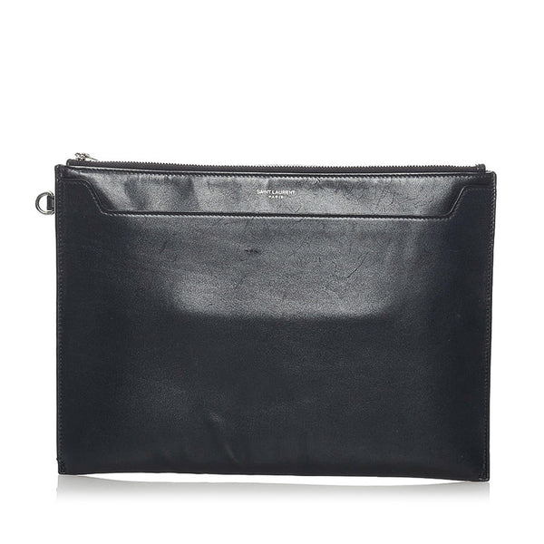 サンローラン ブラック レザー クラッチバッグ メンズ SAINT LAURENT 【中古】