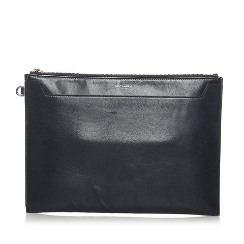 サンローラン ブラック レザー クラッチバッグ メンズ SAINT LAURENT 【中古】