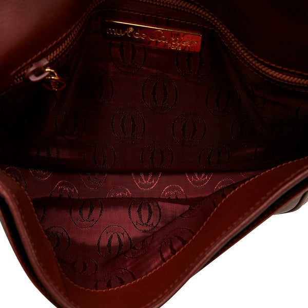 カルティエ マスト ボルドー ワインレッド レザー 斜めがけ ショルダー レディース CARTIER 【中古】