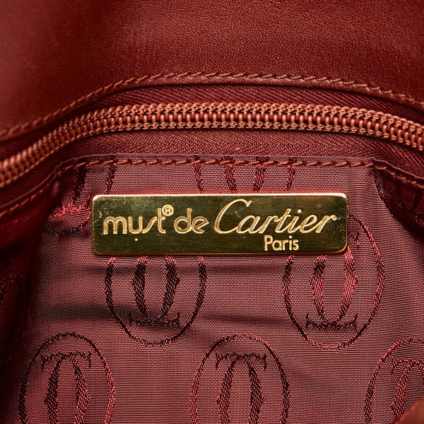 カルティエ マスト ボルドー ワインレッド レザー 斜めがけ ショルダー レディース CARTIER 【中古】