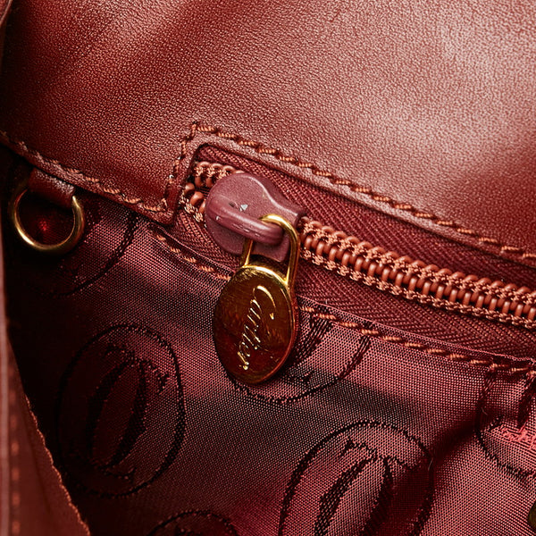 カルティエ マスト ボルドー ワインレッド レザー 斜めがけ ショルダー レディース CARTIER 【中古】